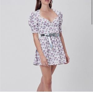 NWOT For Love and Lemons Taggart Mini Dress Puff Sleeve Open Back